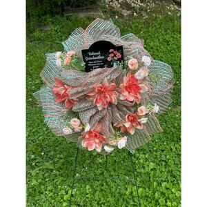 Sunflower Grandma Grandmother Mesh Wreath Cemetery Decoration, Grave Marker xxx